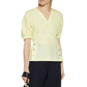 3.1 PHILLIP LIM Snap-Detailed Cotton-Poplin Blouse - Pastel Yellow